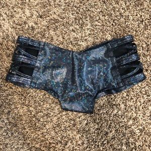 Metallic rave booty shorts